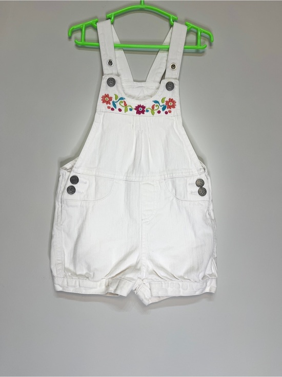 Place Other - 3️⃣ 100% Cotton White Floral Embroidered Short Overalls 3T
